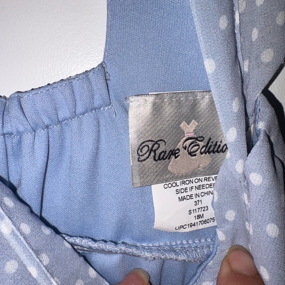 Rare Editions Blue Polka Dot Tiered Dress - Picture 3 of 3